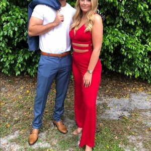 Red One Piece Jump Suit